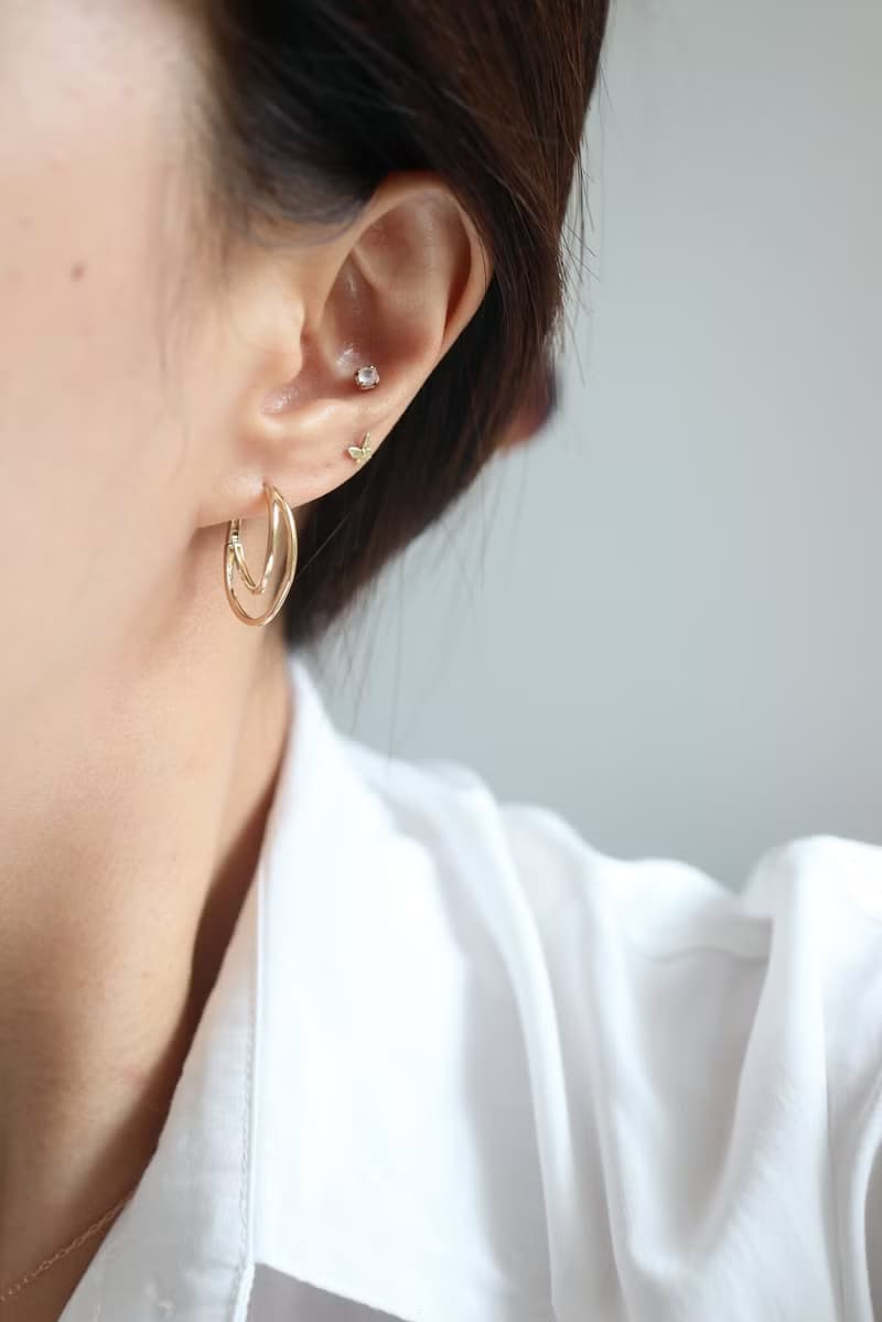 14K 雙圓造型耳扣耳環