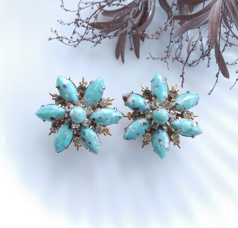 【西洋古董飾品 】花形 唯美古典 夾式耳環