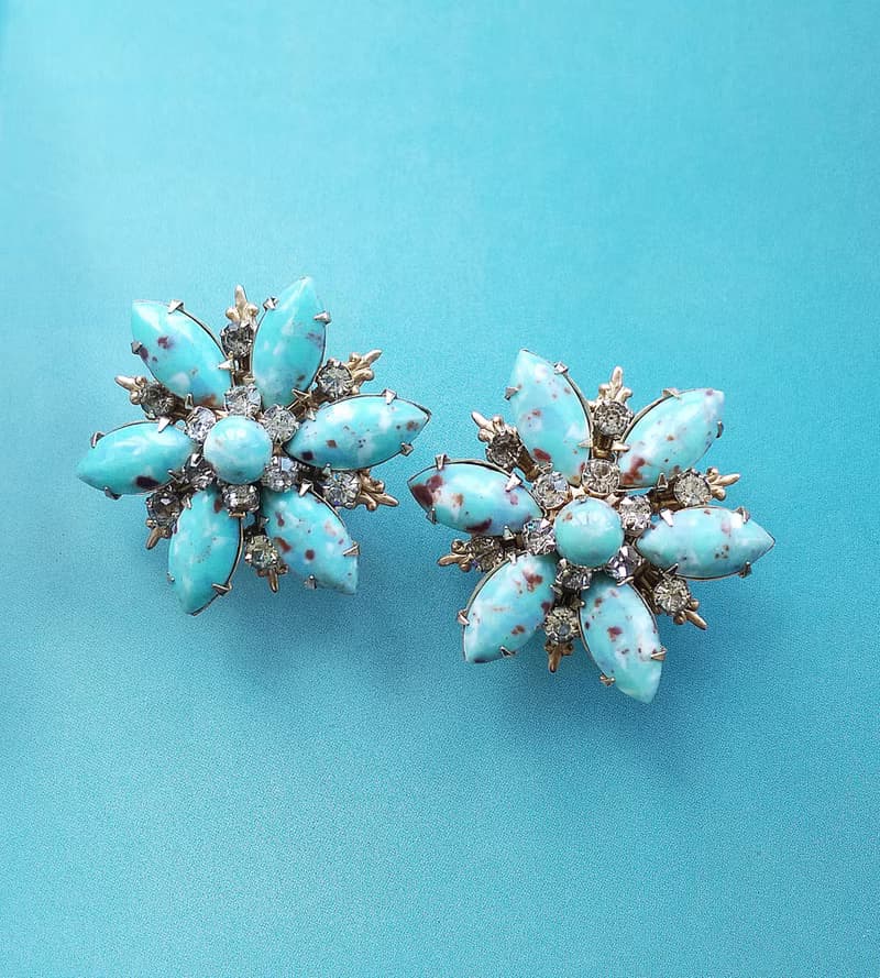 【西洋古董飾品 】花形 唯美古典 夾式耳環