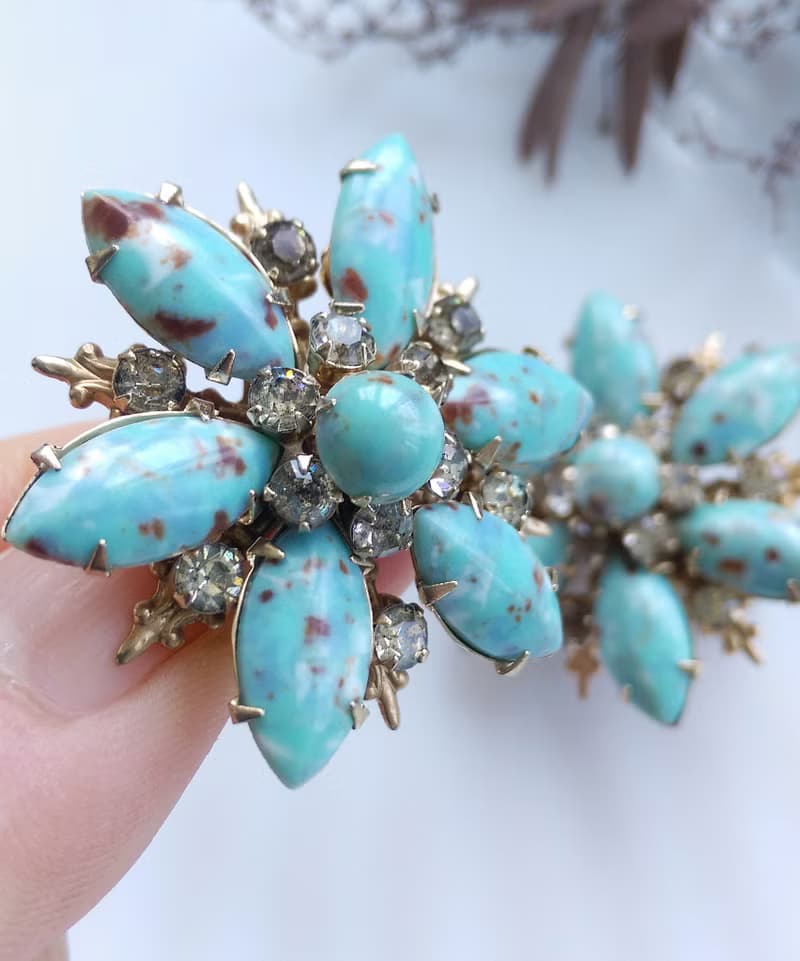 【西洋古董飾品 】花形 唯美古典 夾式耳環