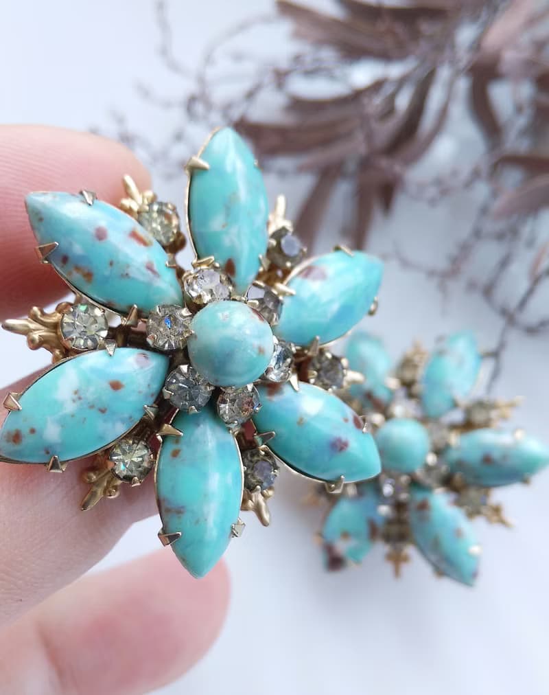 【西洋古董飾品 】花形 唯美古典 夾式耳環