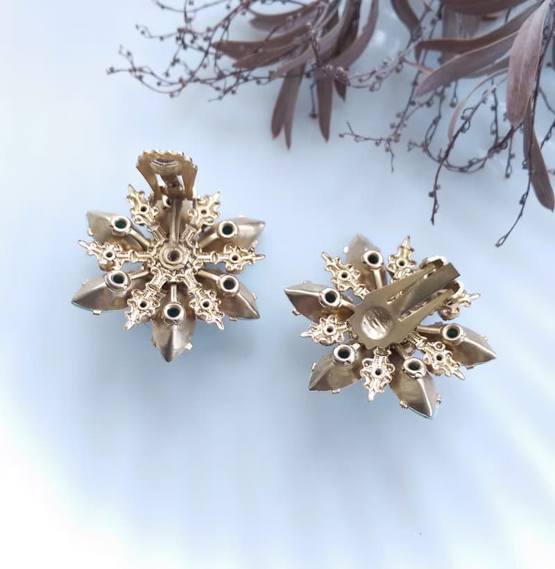 【西洋古董飾品 】花形 唯美古典 夾式耳環