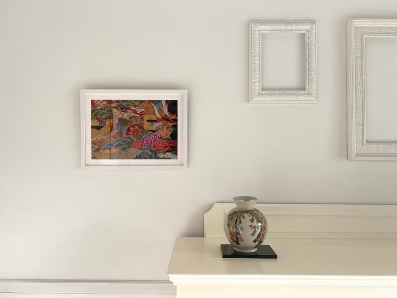 色打掛からつくるきものアート　vintage fabric 御所車 和モダン アートパネル 和風インテリア プレゼント お祝い 縁起物 額装インテリア　43