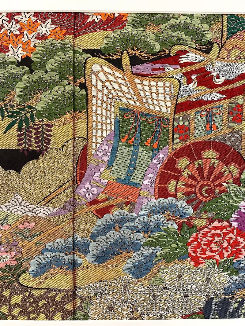 色打掛からつくるきものアート　vintage fabric 御所車 和モダン アートパネル 和風インテリア プレゼント お祝い 縁起物 額装インテリア　43