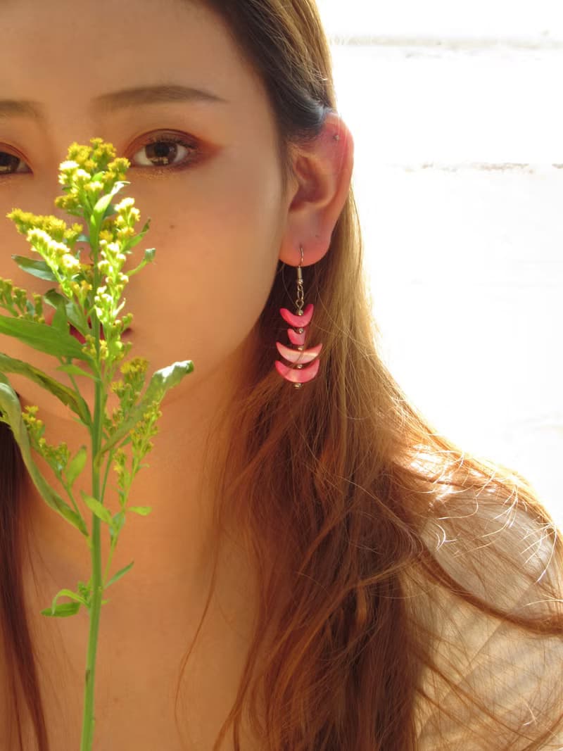 Vintage Pink Crescents Shell Drop Earrings