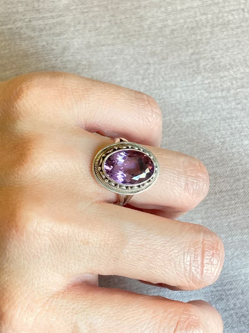 天然 紫水晶 戒指 尼泊爾 手工製 925純銀