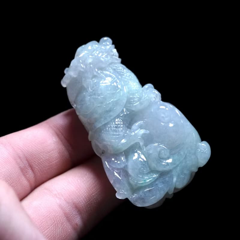 冰種翡翠精雕龍龜 | 天然緬甸玉翡翠A貨 | 送禮