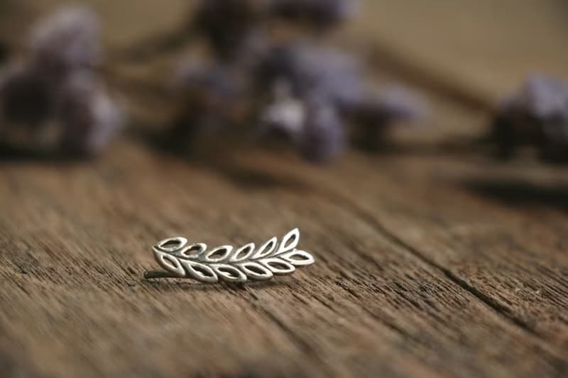 Long Leaf Earrings Sterling Silver olive Branches Ear Climber Cuff Sweep Handmad