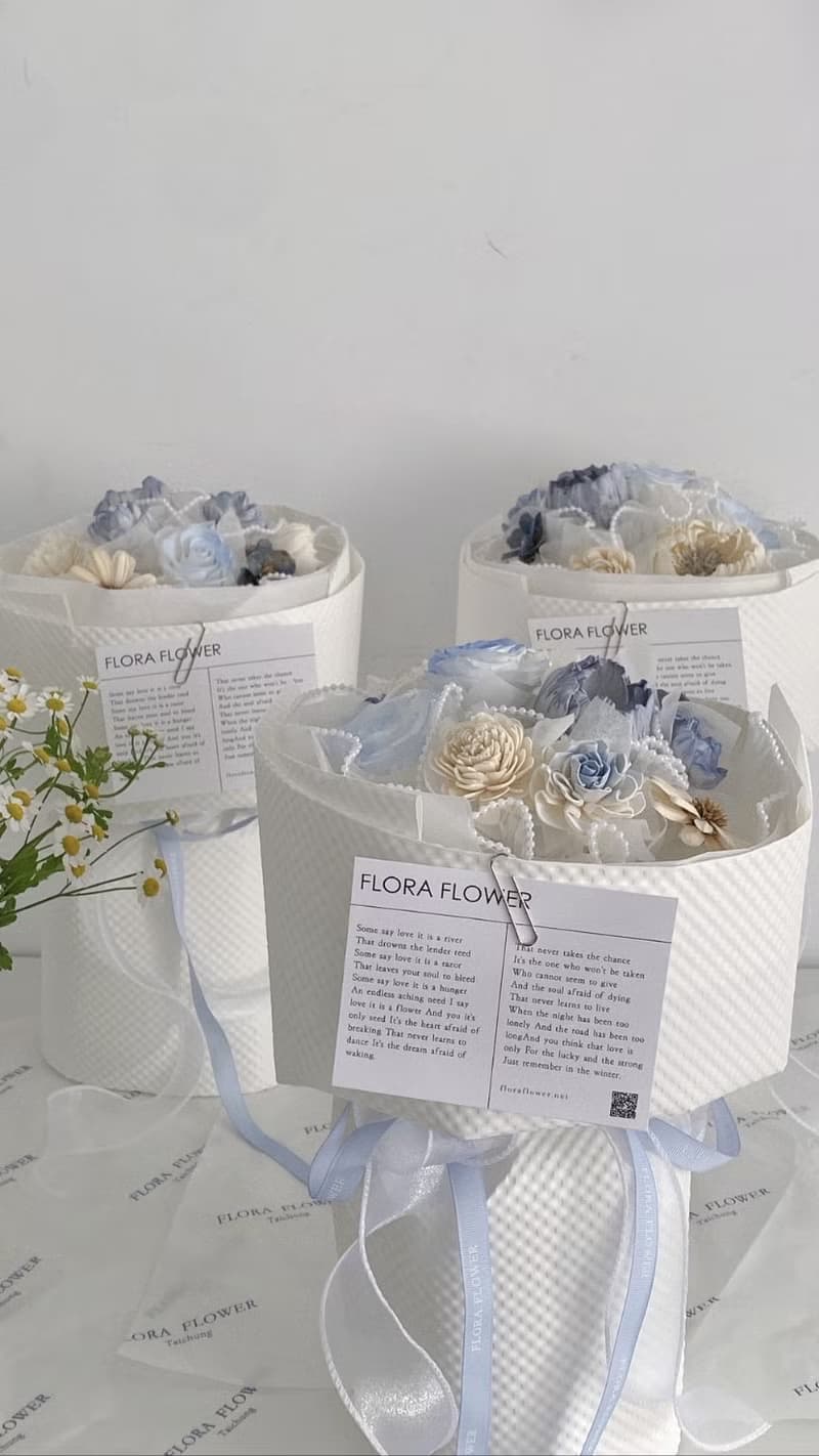 Flora Flower韓系乾燥永生花束-薄荷色的週日