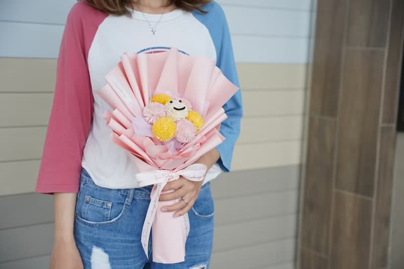 【竒花】可愛笑臉花束 畢業 生日禮物 永生乾燥花