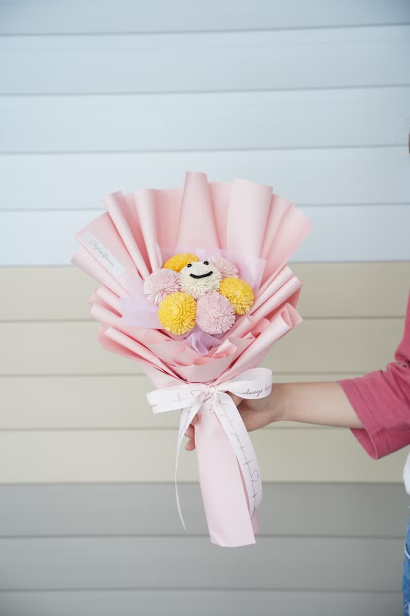 【竒花】可愛笑臉花束 畢業 生日禮物 永生乾燥花