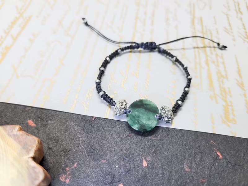 【親翠】天然翡翠 雲意境老藍水無事牌手繩 畢業禮物 個性風