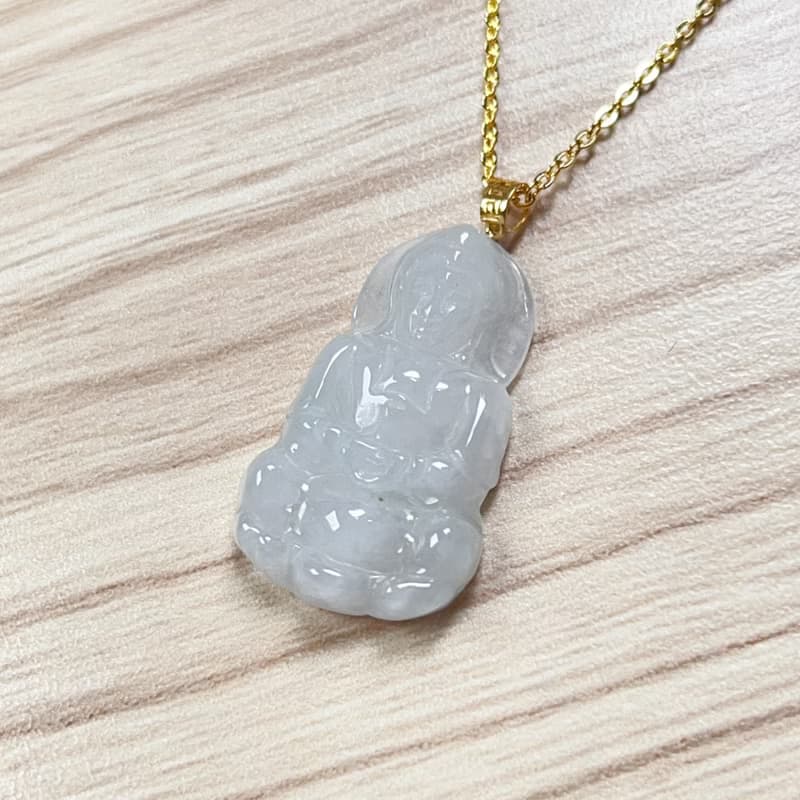 【母親節特惠】冰種觀音菩薩項鍊18K金墜頭| 天然緬甸翡翠| 送禮