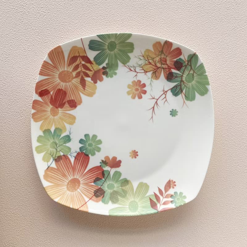 方圓清新骨瓷盤組 附禮盒提袋  聖誕交換禮物
