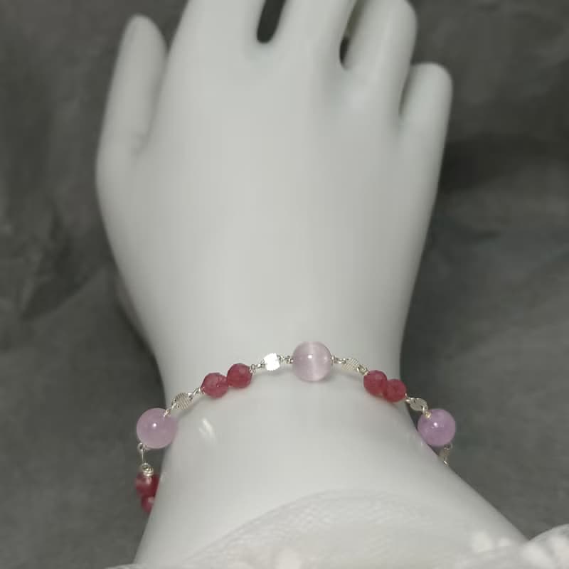 手鍊 貓眼 紫鋰輝石 粉紅 碧璽 925銀飾 手珠 寶石 飾品 首飾