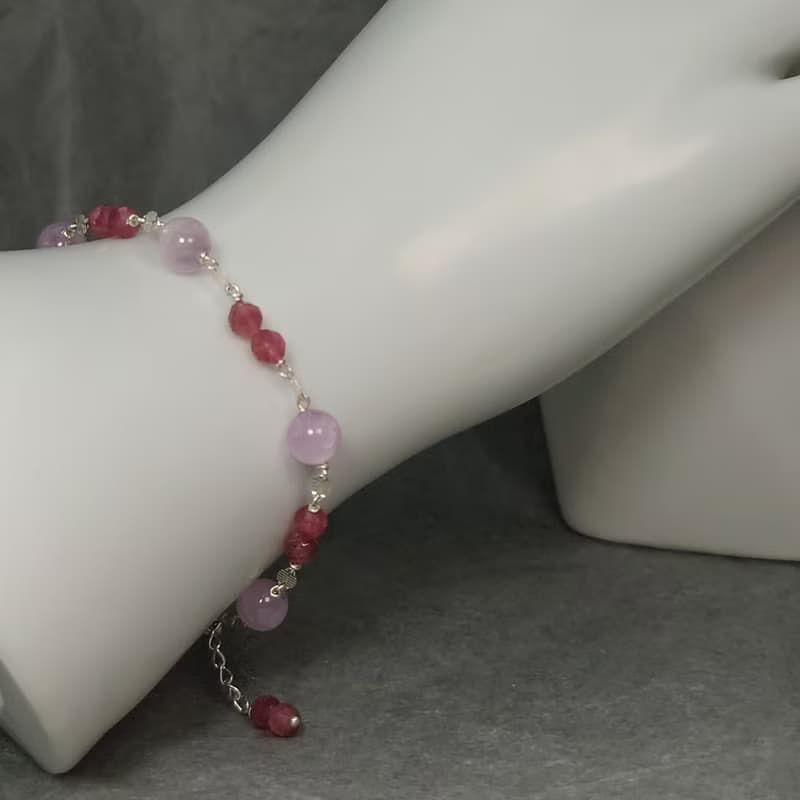 手鍊 貓眼 紫鋰輝石 粉紅 碧璽 925銀飾 手珠 寶石 飾品 首飾
