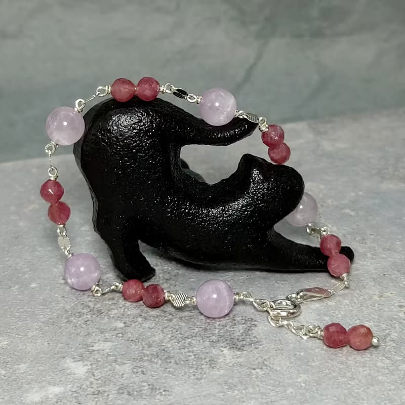 手鍊 貓眼 紫鋰輝石 粉紅 碧璽 925銀飾 手珠 寶石 飾品 首飾