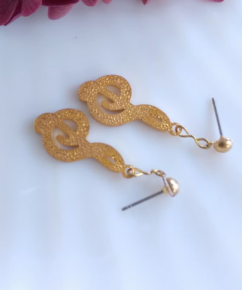 Vintage Jewelry 西洋古董西洋飾品 景泰藍 紅色音符 針式耳環