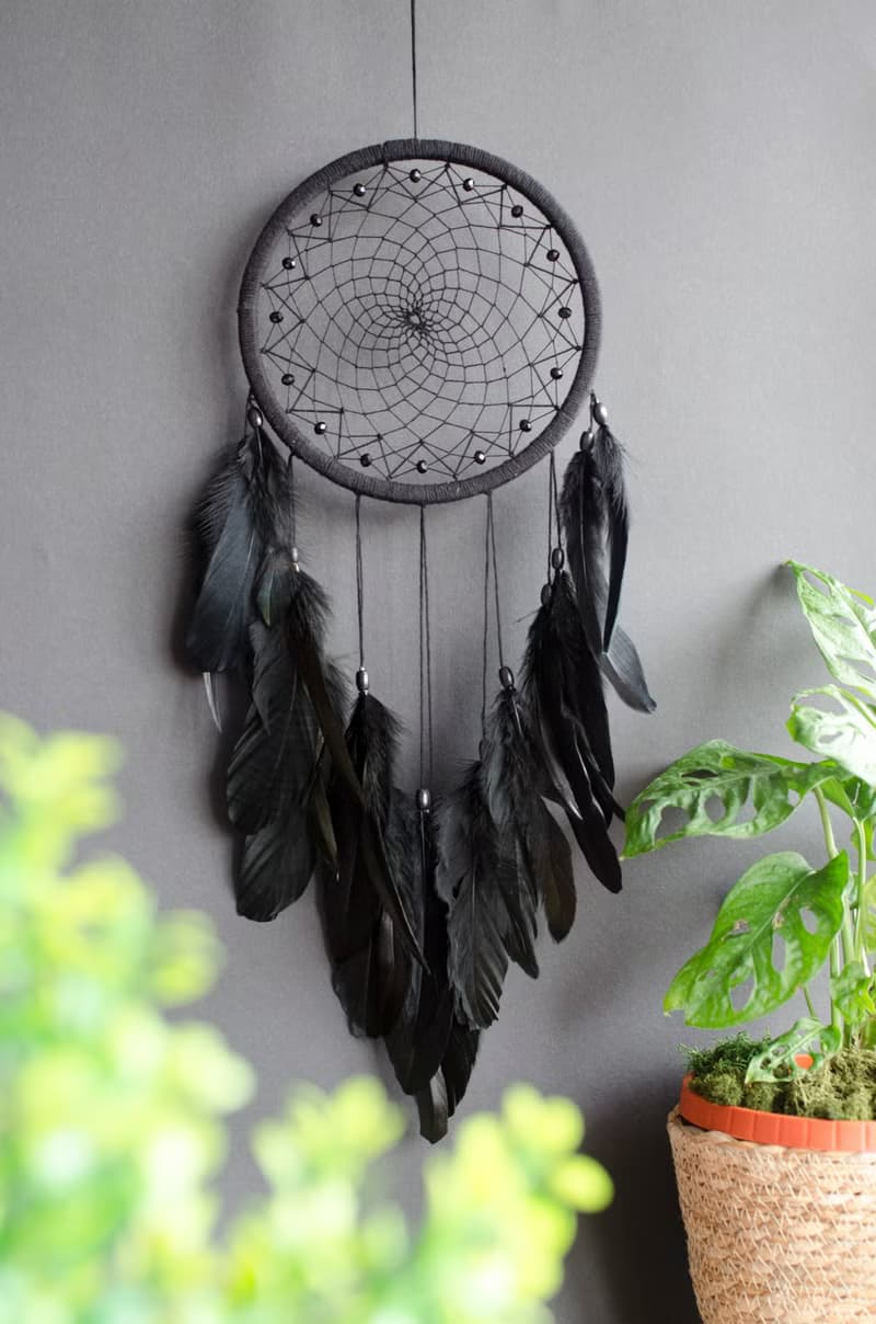 Elegant Bohemian Chic Black Dreamcatcher พระเครื่อง