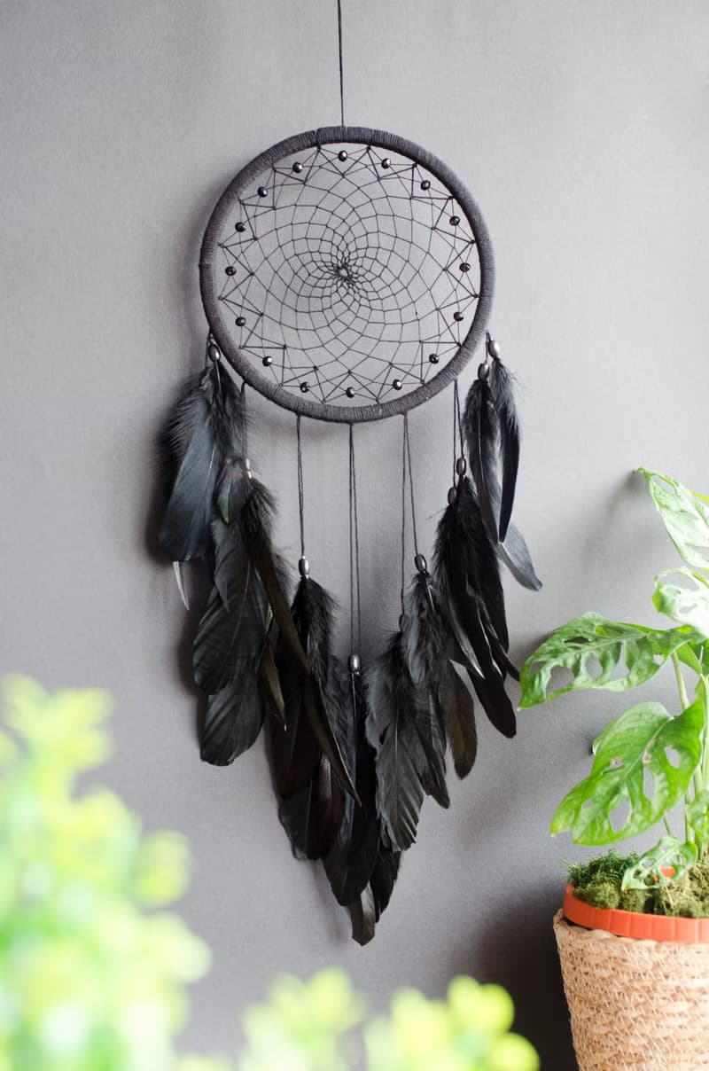 Elegant Bohemian Chic Black Dreamcatcher พระเครื่อง