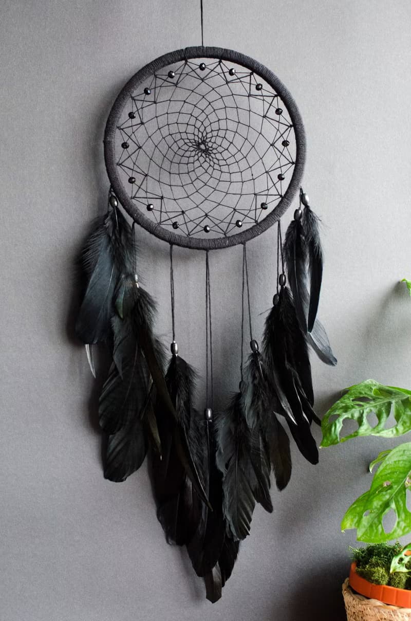 Elegant Bohemian Chic Black Dreamcatcher พระเครื่อง