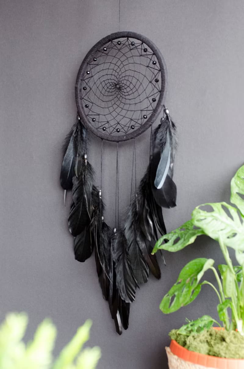 Elegant Bohemian Chic Black Dreamcatcher พระเครื่อง