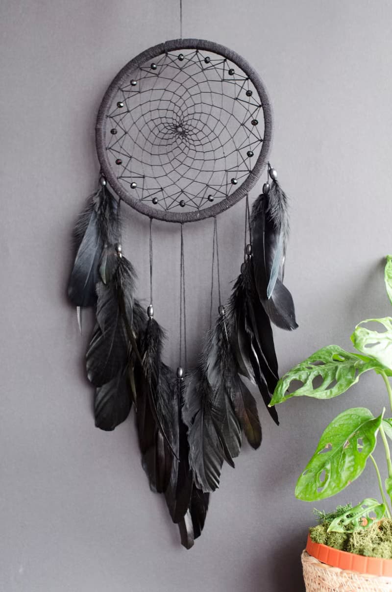 Elegant Bohemian Chic Black Dreamcatcher พระเครื่อง