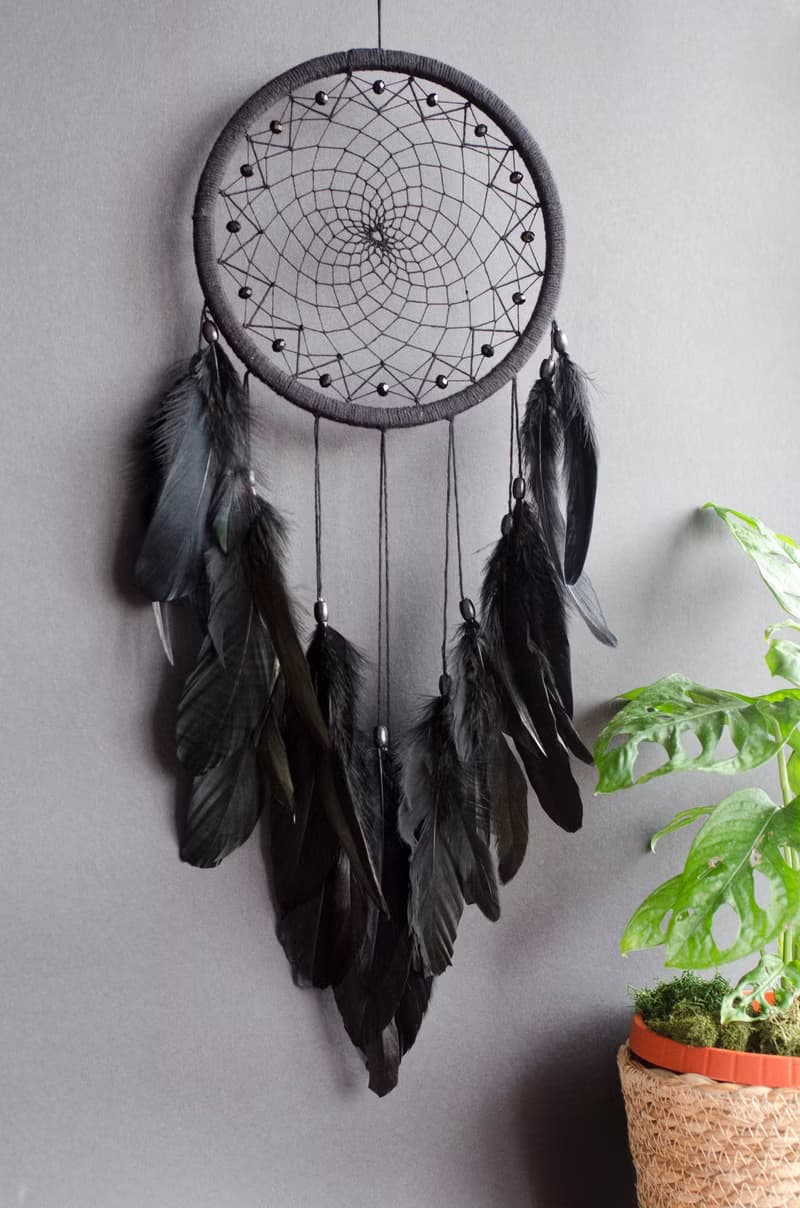 Elegant Bohemian Chic Black Dreamcatcher พระเครื่อง
