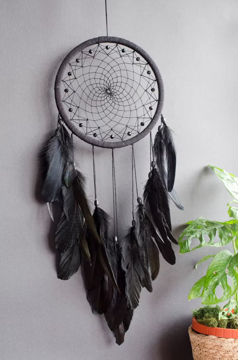 Elegant Bohemian Chic Black Dreamcatcher พระเครื่อง