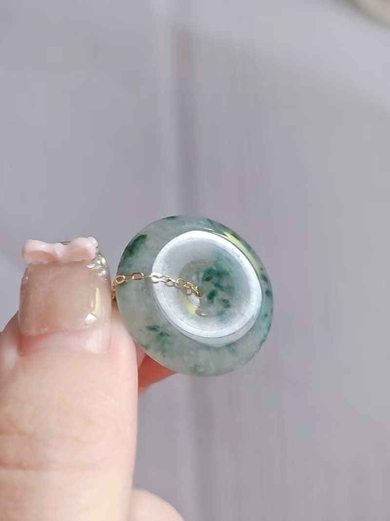 招財•圓滿•平安|療癒冰膠藍飄花平安扣|緬甸A貨翡翠項鍊