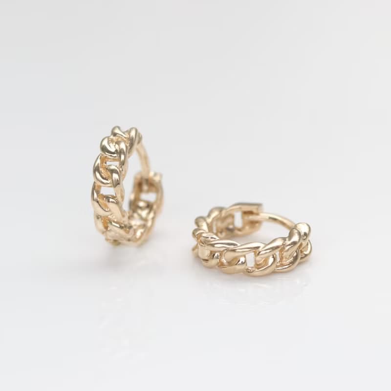 14K 粗鍊耳扣耳環 (內徑 7.5mm)