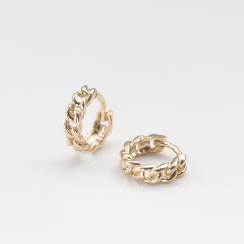 14K 粗鍊耳扣耳環 (內徑 7.5mm)