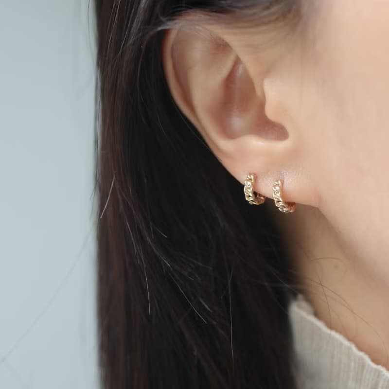 14K 粗鍊耳扣耳環 (內徑 7.5mm)