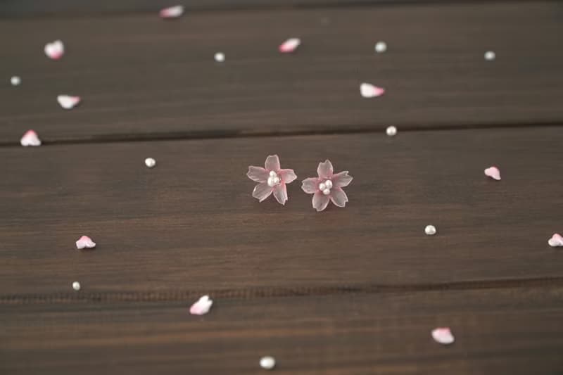 /Sakura/ 櫻花 樹脂軟水晶花 耳環/耳夾