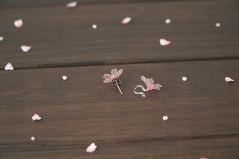 /Sakura/ 櫻花 樹脂軟水晶花 耳環/耳夾