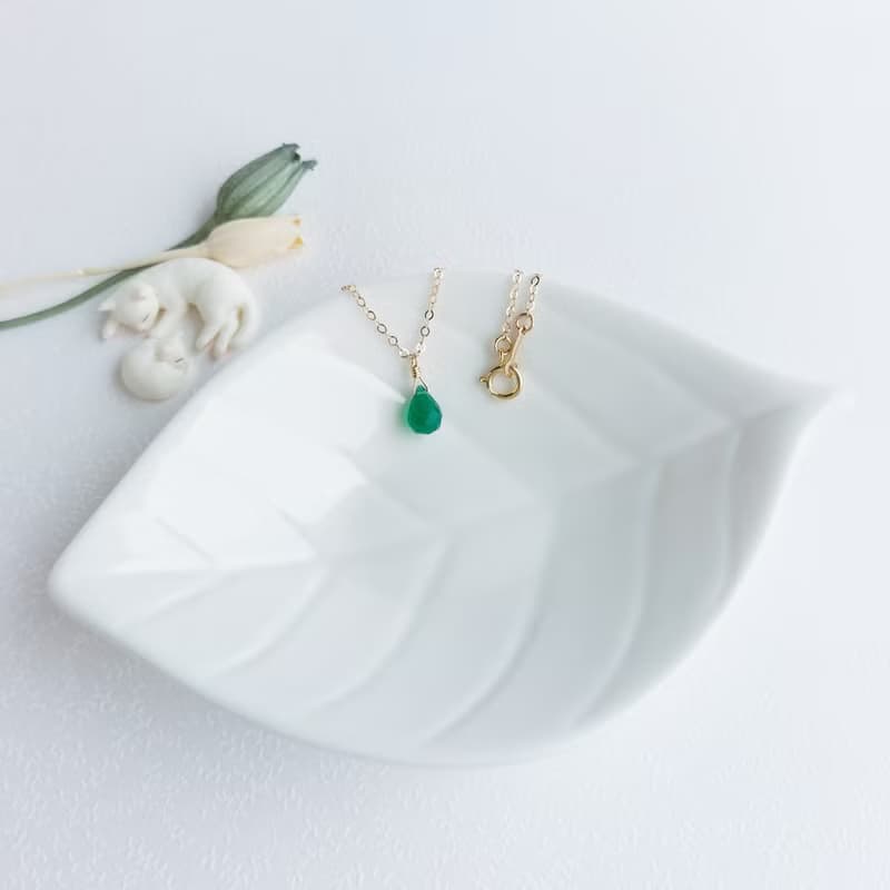 貓のShop • 綠玉髓水滴 x 14KGF項鍊