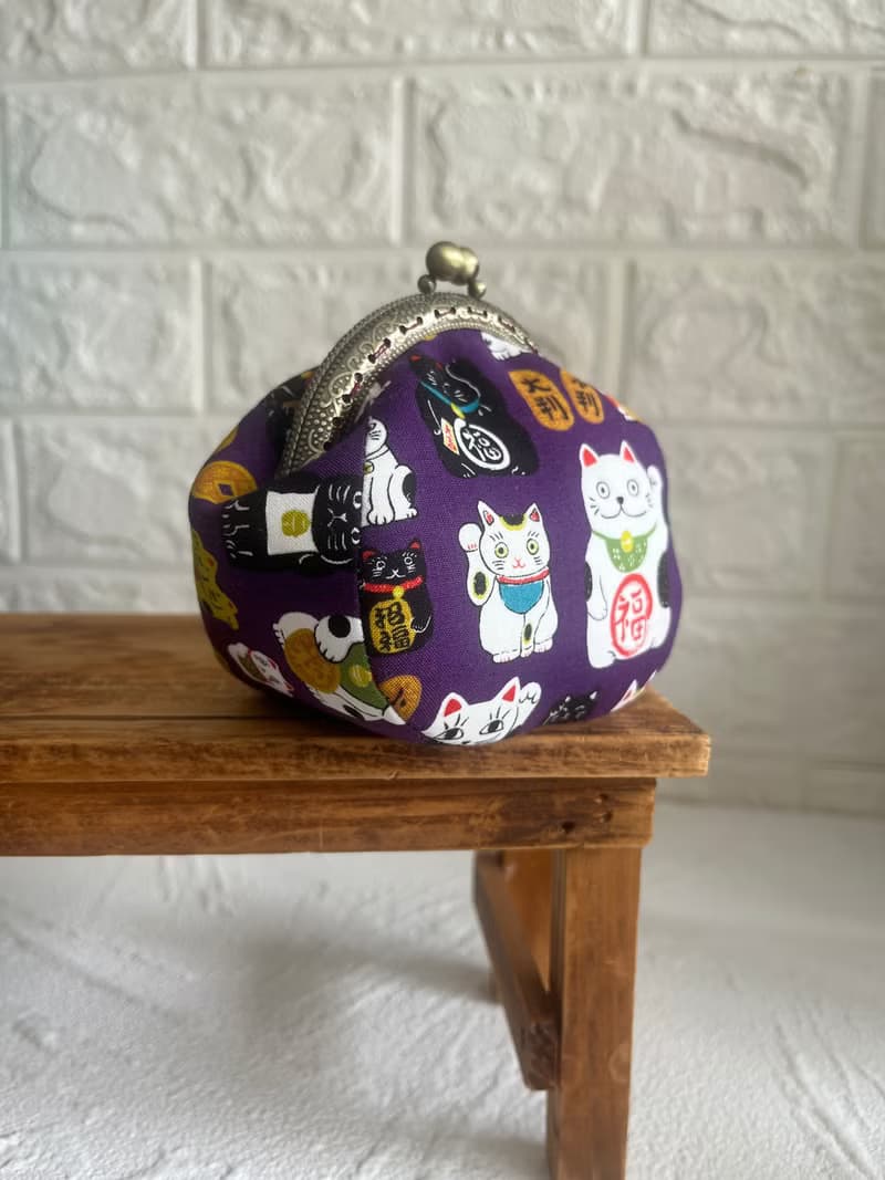 招財貓貓 - 手縫口金零錢包