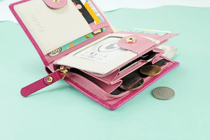 Deep Fuchsia (Pink): Pocket Book Short Wallet / Cow Leather 深粉紅色-錢包-皮革