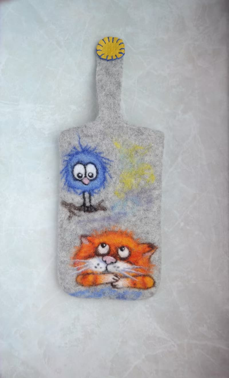 定製手機招財貓保護套毛氈純素手機袋女孩手機套