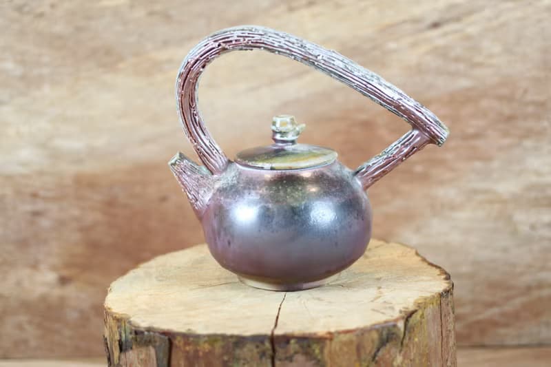 【送禮好物】天然落灰 柴燒木紋提樑茶壺 名家葉敏祥手作精品
