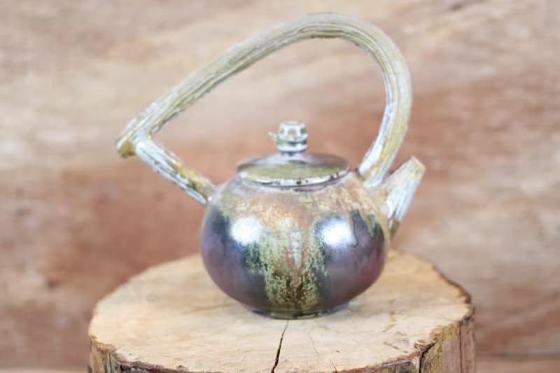 【送禮好物】天然落灰 柴燒木紋提樑茶壺 名家葉敏祥手作精品