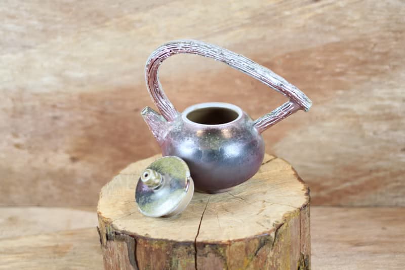 【送禮好物】天然落灰 柴燒木紋提樑茶壺 名家葉敏祥手作精品