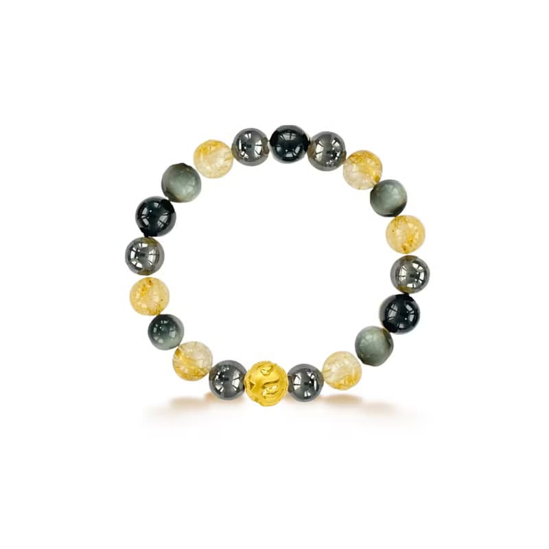 財運提升 鈦晶 赤鐵礦 鷹眼石 天然水晶手鍊