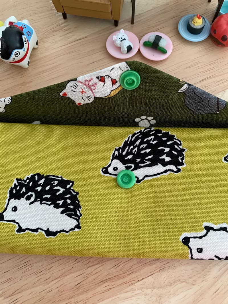 文青風環保純棉筷袋 萌萌噠小刺蝟 質感大地黃  日本 潮物 收納