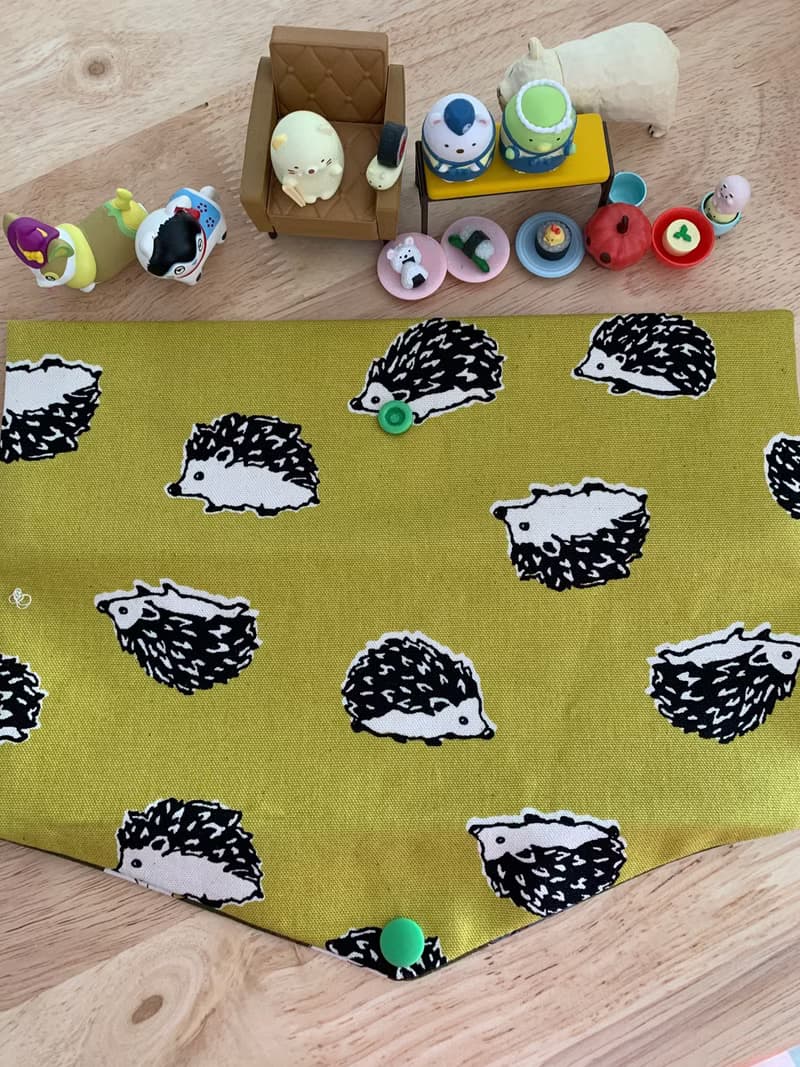 文青風環保純棉筷袋 萌萌噠小刺蝟 質感大地黃  日本 潮物 收納