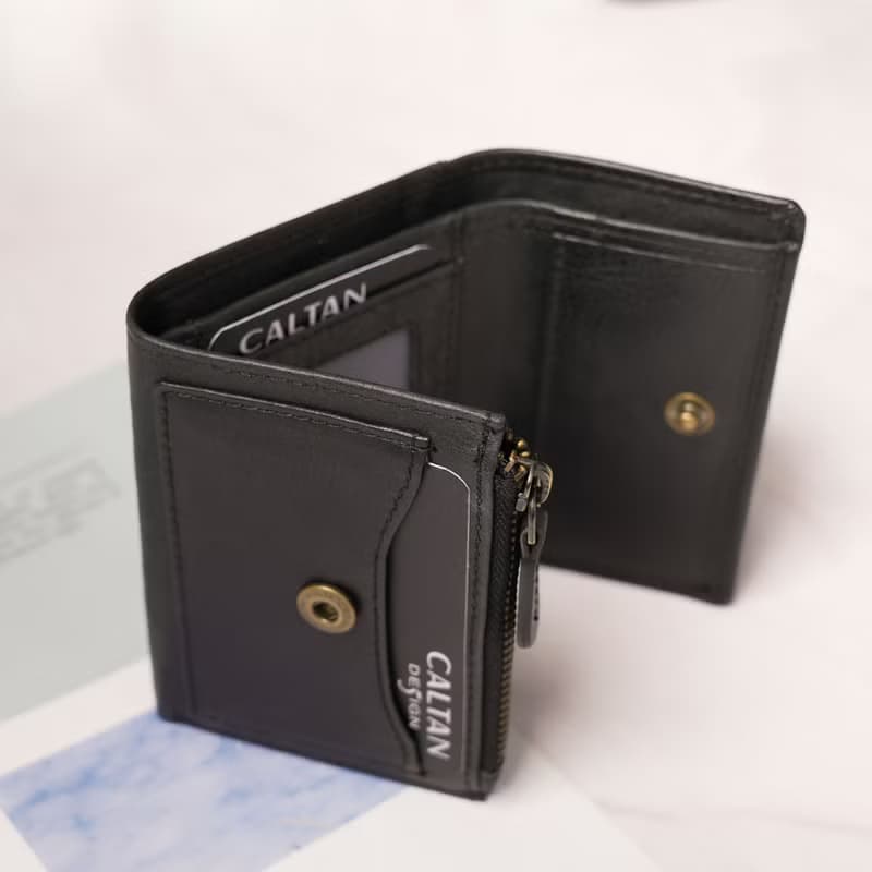 【24hr快速出貨】文藝三折扣式真皮短夾-075268 四色 母錢包