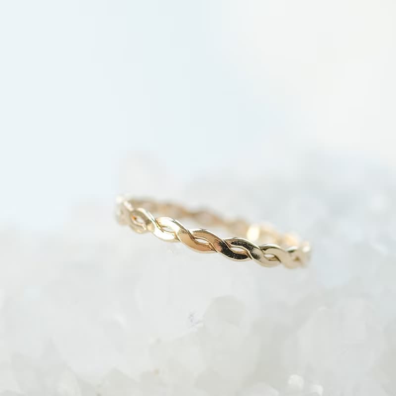 光面麻花扁戒 簡約款  女生禮物 14K 包金 注金 可水洗