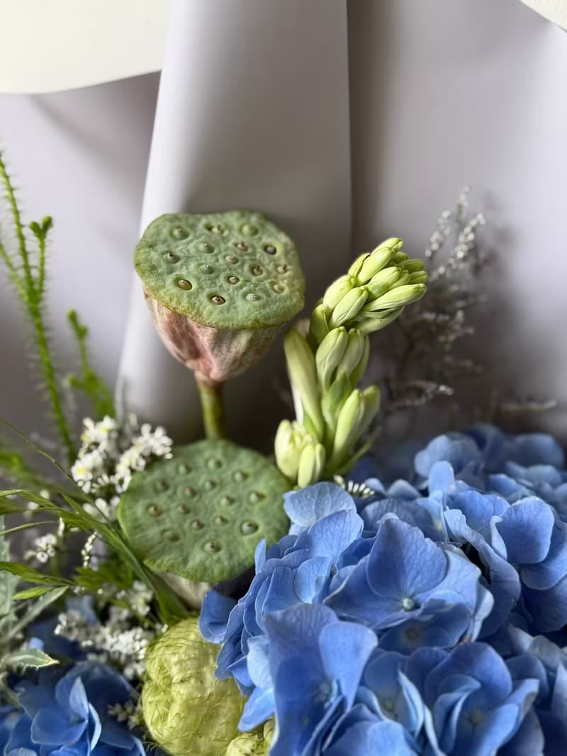 繡球花束 畢業花束 藍色鮮花花束 紫陽花