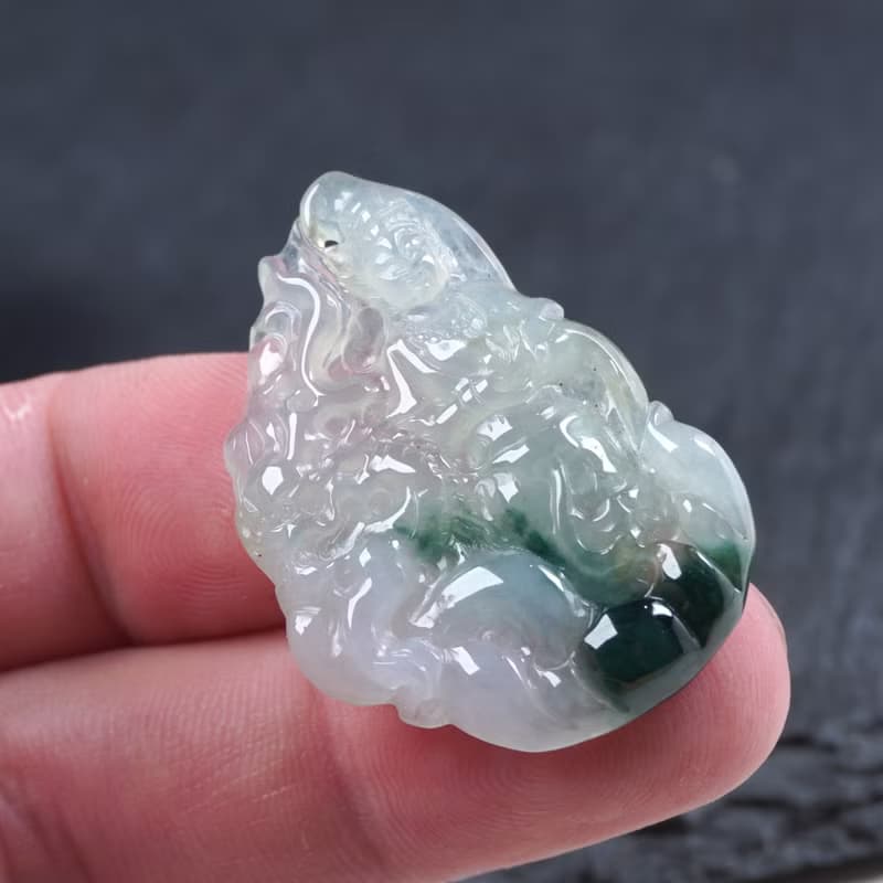 冰種飄藍花翡翠觀音菩薩項鍊 | 天然緬甸玉翡翠A貨 | 送禮