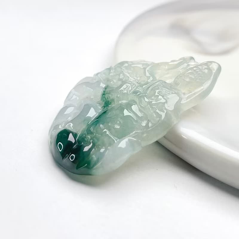冰種飄藍花翡翠觀音菩薩項鍊 | 天然緬甸玉翡翠A貨 | 送禮